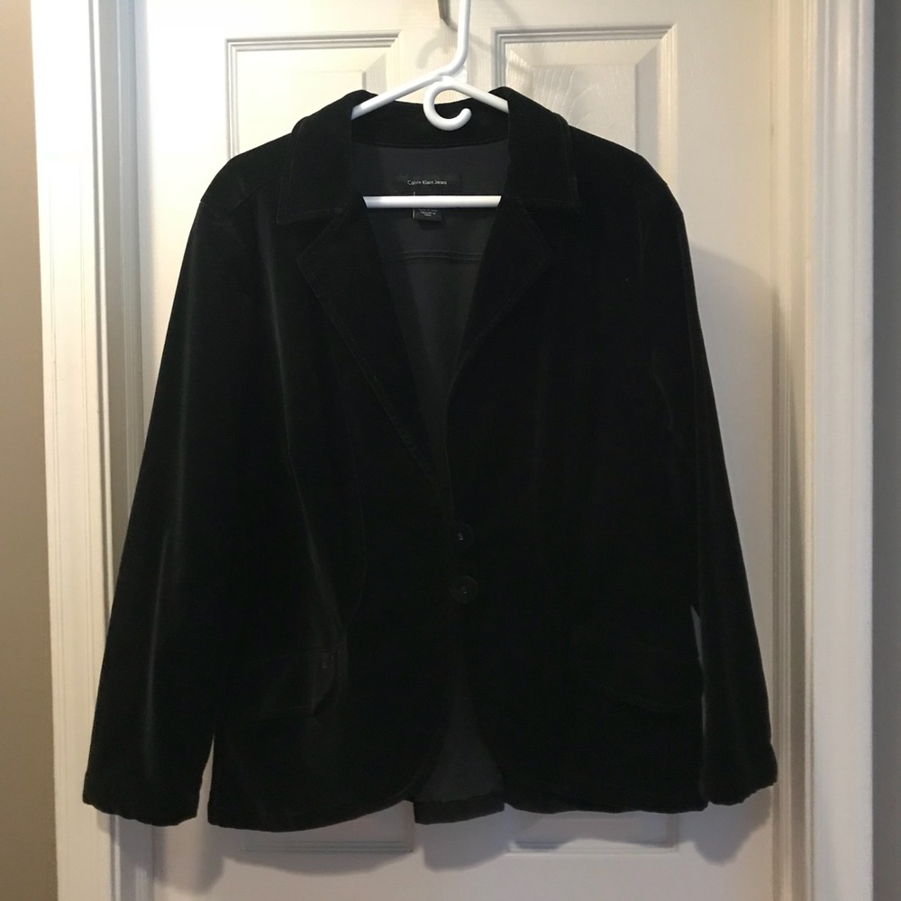 Calvin Klein black velvet blazer